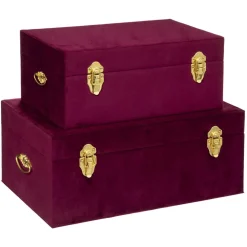 maxibazar Malle Velours Night Rubis D.41X24X16.5Cm