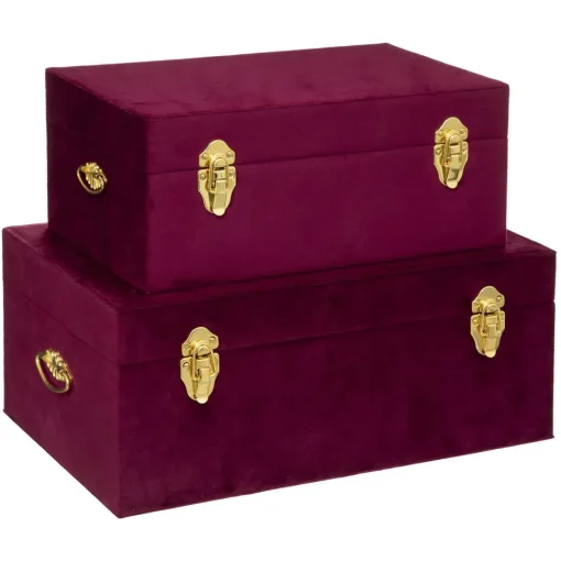 maxibazar Malle Velours Night Rubis D.49X29X19.5Cm
