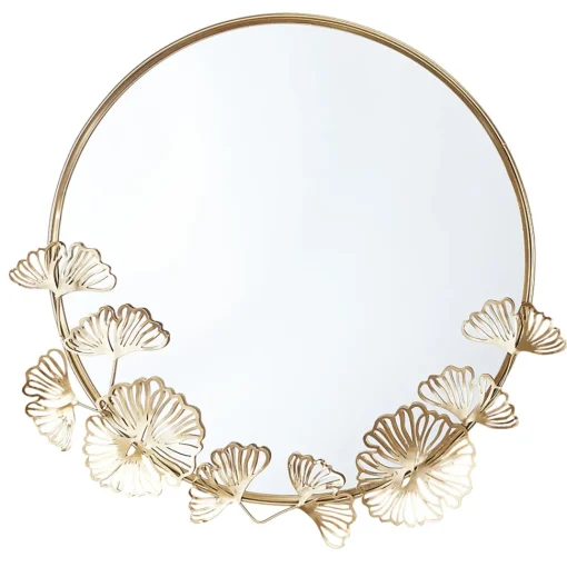 maxibazar Miroir Feuilles Ginkgo Dore D.45Cm