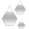 Atmosphera Miroir Hexagonal Metal Chaine X3 Or
