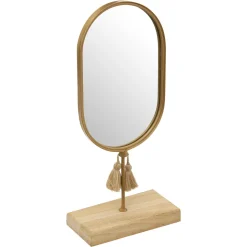 maxibazar Miroir Metal Bois Rivi H.35Cm
