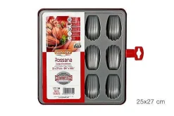 Moule 12 Madeleines Acier Anti Adherent Rouge Rossana