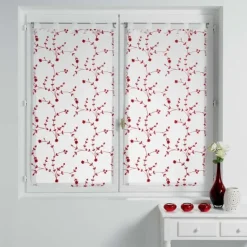 maxibazar Paire Droite Passants 2X60X120Cm Petite Fleur Blanc Rouge