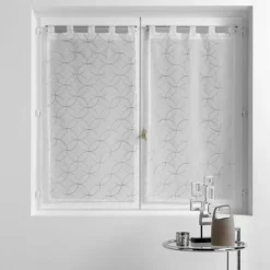 maxibazar Paire Droite Passants 2X60X160Cm Brode Olympia Gris