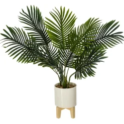 Atmosphera Palmier Ceramique Pied Bois H.72Cm