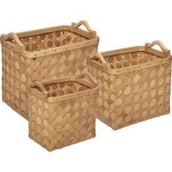 maxibazar Panier Bois Clair Rectangle D.31.2X23.5X25.5Cm