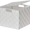 Panier Carre Polyester Avec Couvercle Blanc Taille M