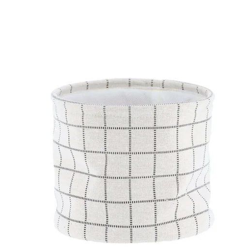 Panier Coton Imprime Motif Carre Naturel 19X16Cm