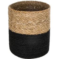 maxibazar Panier Jute Seagrass Noir D.27X27Cm