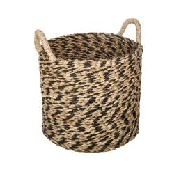 maxibazar Panier Seagrass Ethnique Rond D.30X26Cm
