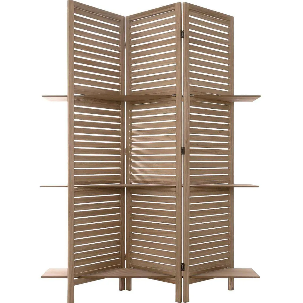 Paravent 3 Étagères Bois