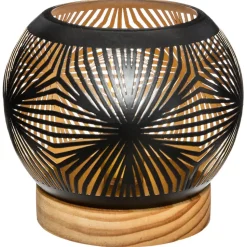 maxibazar Photophore Boule Led Base Bois