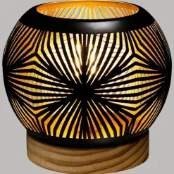 maxibazar Photophore Boule Led Base Bois