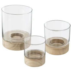 Atmosphera Photophore Verre Et Bois D.13X13.6Cm