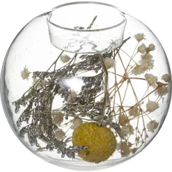 maxibazar Photophore Verre Fleurs Sechees Folk