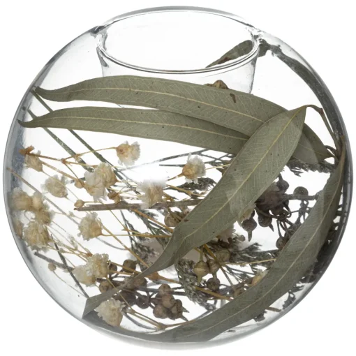 maxibazar Photophore Verre Fleurs Sechees Folk