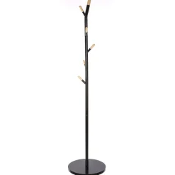 Porte Manteaux Metal 6 Tiges Bois Noir