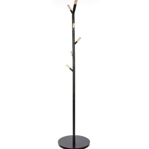 Porte Manteaux Metal 6 Tiges Bois Noir