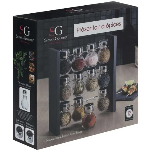 Pot Epice X12 Pièces Et Support Bois