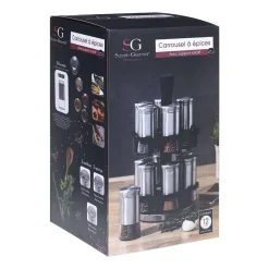 Pot Epice X12 Pièces Inox Et Rotatif