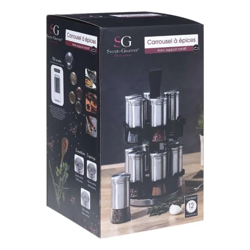 Pot Epice X12 Pièces Inox Et Rotatif