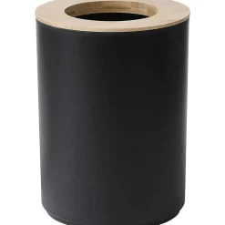 Poubelle Avec Couvercle Bambou 5L Noir Bambou