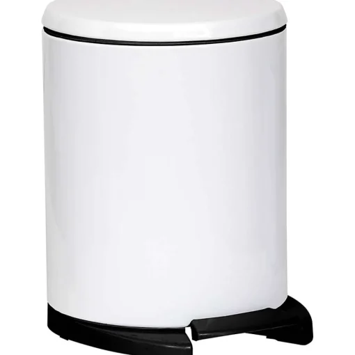 Poubelle Metal Frein De Chute 6L Blanc