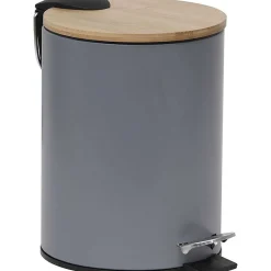Poubelle Metal Frein De Chute 2.5L Gris Bambou
