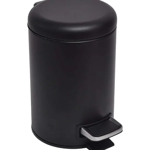 Poubelle Metal 3L Frein De Chute Noir Mat