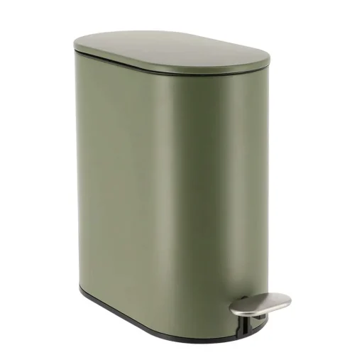 Poubelle Metal Ovale 5L Pedale Kaki
