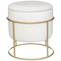 Pouf Coffre Velours Eliane Ivoire