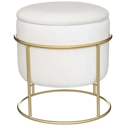 Pouf Coffre Velours Eliane Ivoire