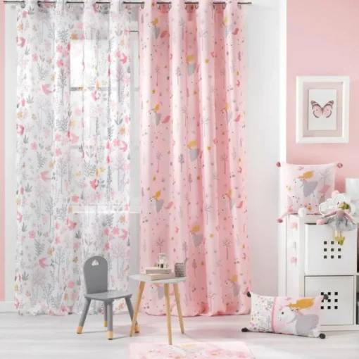 maxibazar Rideau A Oeillets 140X260Cm Polyester Imp Fee Des Bois Rose