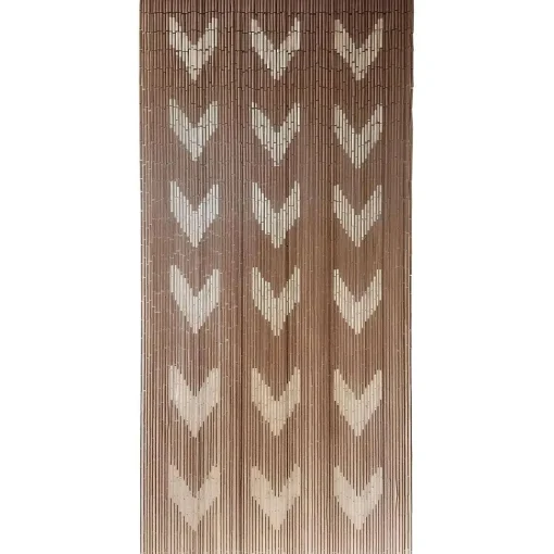 Rideau De Porte Bambou Imprimes Chevron 90X200Cm Taupe