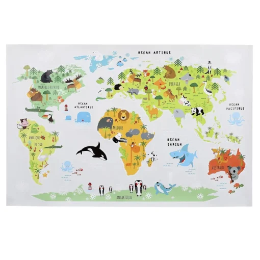 maxibazar Sticker Murale Mappemonde 90X60Cm