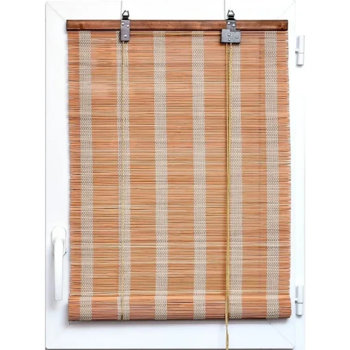 maxibazar Store Enrouleur Baguettes Bambou 120X180Cm Naturel Blanc