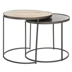 Table Basse Metal Bois X2 Hauteur Max 51Cm