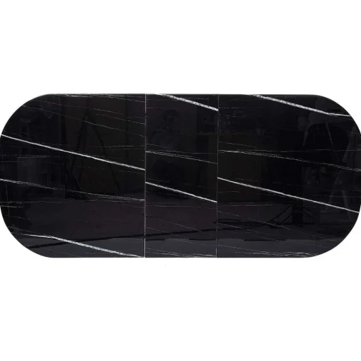 Table Diner Verre 160 A 200Cm Noir Mapu