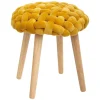 Tabouret Appoint Tricot Velours Cosy Ocre
