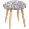 Tabouret Appoint Tricot Velours Cosy Gris