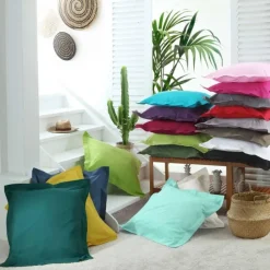maxibazar Taie D Oreiller Volant Plat 50X70Cm Uni Lina Bourgogne