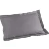 maxibazar Taie D Oreiller Volant Plat 50X70Cm Lina Gris Souris