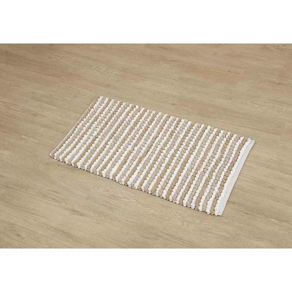 Tapis Boules Tricolore 50X90Cm Blanc Beige