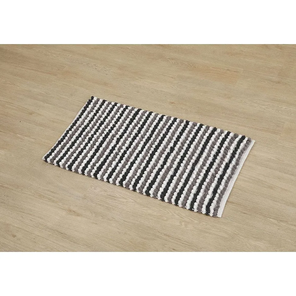 Tapis Boules Tricolore 50X90Cm Blanc Gris