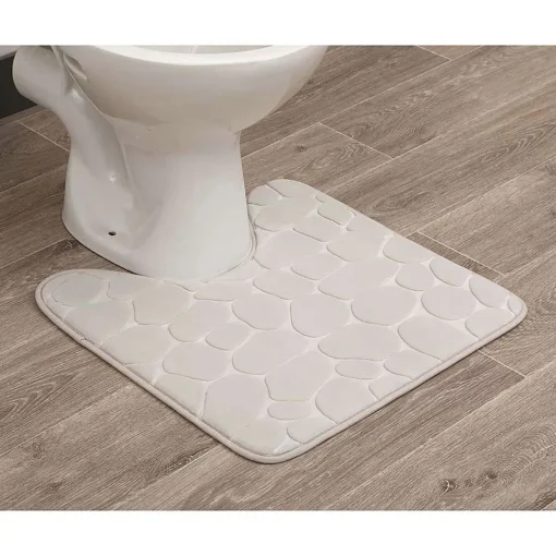 Tapis Contour Wc Memoire De Forme Galet 50X50Cm Naturel