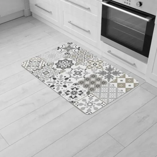 maxibazar Tapis Deco Rectangle 45X75 Cm Mousse Imprimee Salou Naturel