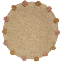 Atmosphera Tapis Jute Lurex Et Pompons