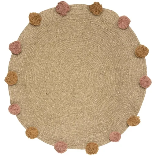 Atmosphera Tapis Jute Lurex Et Pompons