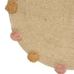 Atmosphera Tapis Jute Lurex Et Pompons