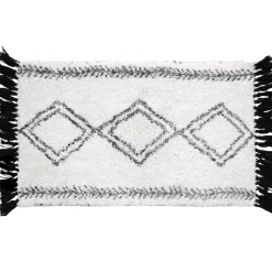 maxibazar Tapis 50X80Cm Coton Imprime Freya Blanc